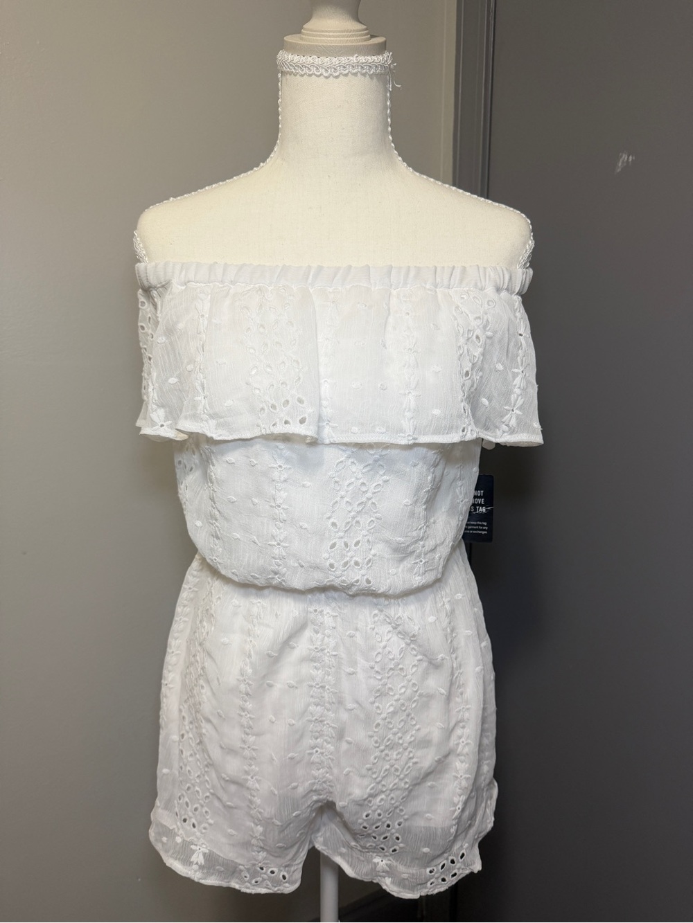Express White Eyelet Jumpsuit